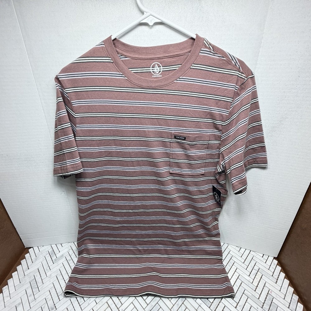 NEW Volcom Striped Red Short Sleeve T-Shirt (Multiple Sizes)