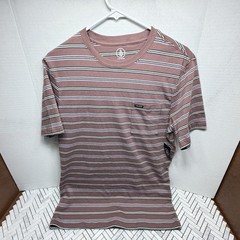 NEW Volcom Striped Red Short Sleeve T-Shirt (Multiple Sizes)