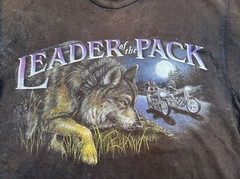 Motorcycle Biker Leader Of The Pack Wolf Graphic Shirt Size Large Delta NJ Faded