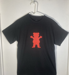 Grizzly Grip Tape Skater T-Shirt Men’s Medium Black w/Red Bear Logo SS New