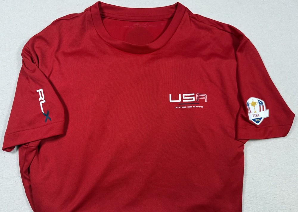 RLX Ralph Lauren Shirt Mens M Ryder Cup 2016 Red USA Performance Golf t-Shirt