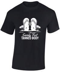 SANDY FEET TANNED BODY MENS T SHIRT CASUAL SUMMER CLOTHING COOL BEACH TOP