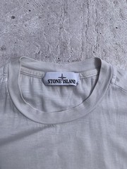 Stone Island Mens Medium M Off White Chalk T-Shirt Left Chest Badge Logo Top