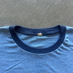 Vintage 60s Fruit Of The Loom Blank Shirt Size Large Blue Two Tone Navy