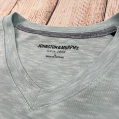 Johnston & Murphy Mens V-Neck T-Shirt Large Sage Green Marled Modal Blend