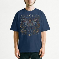 Luna Moth Galaxy Roses T-Shirt Witchy Gothic Celestial Boho Night Sky Gift Tee