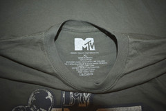 MTV Mens Music Television Spaceman Graphic Military Green Shirt New XL