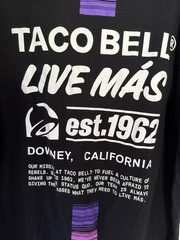 Taco Bell Employee Tee Size M Crew Live Mas Black T-Shirt uniform