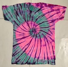 *New* 2XL – Sm Handmade Tie Dye, Magenta Turquoise, Crew or V-Neck
