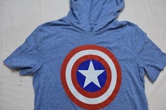 Marvel Mens Captain America Shield Hooded Hoodie Short Sleeve Shirt NWT S-XL