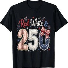 Red White And Blue 250 Anniversary Patriotic 4th Of July Black T-Shirt