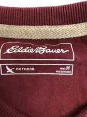 Eddie Bauer Henley Shirt Mens Medium Red Thermal Waffle Long Sleeve Tagless Tee