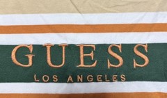 Guess Los Angeles Striped T Shirt Mens Size M Made in India VTG Green Orange Y2K