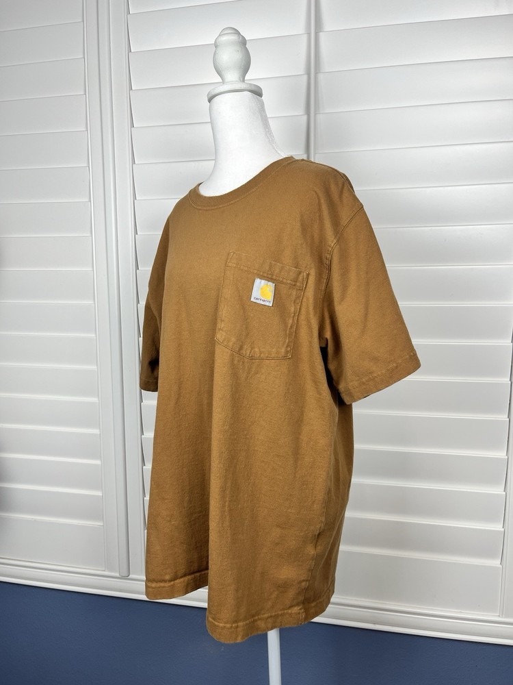 Carhartt Relaxed Fit Brown Pocket Logo Crew Neck Short Sleeve T-Shirt Men’s L