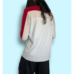 Prada Sport Color block Long Sleeve Red Tab Fleece Nylon Sweatshirt Pullover S