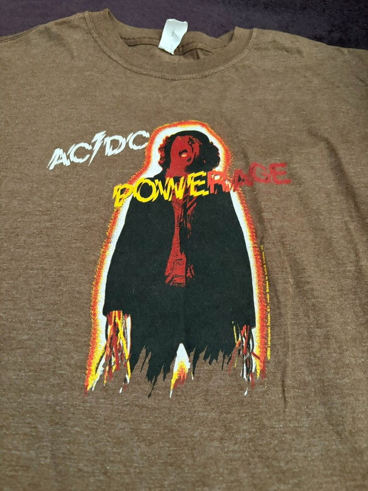 AC/DC X-Large t-shirt with “PoweRage” on it, Angus Young