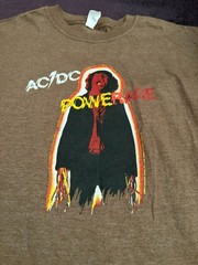 AC/DC X-Large t-shirt with “PoweRage” on it, Angus Young