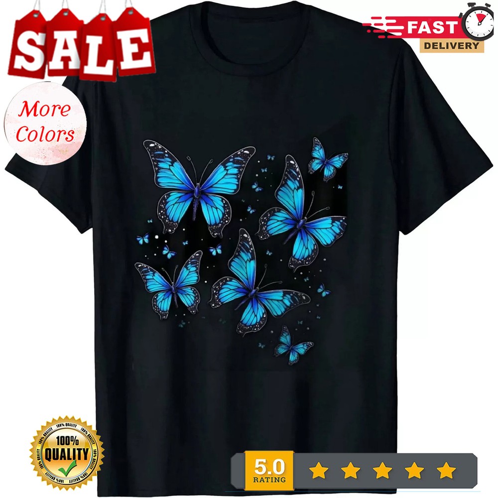 2025/Blue Butterfly Art Garden Butterflies T-Shirt