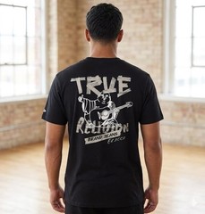True Religion Men’s Black Buddha Logo Graphic Crew Neck T-Shirt Short Sleeve L