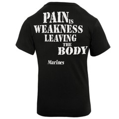 Black USMC Marines T-Shirt ‘Pain Is Weakness’ Mens Tee Shirt