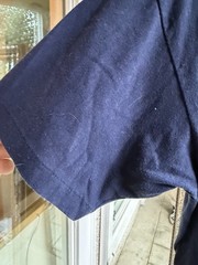 1980s Navy Blue Pocket Flocked Felt Tee Shirt Single Stitch XL Funny Vintage