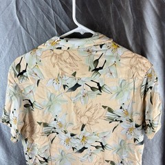 Denim & Flower Ricky Singh Men’s Large Floral Button Front Camp Shirt Beige
