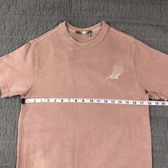 Kith Shirt Men XS Pink Script Logo Embroidered Tee Crewneck Distressed Patina