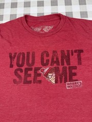 waldo graphic tee funny slogan shirt red casual medium