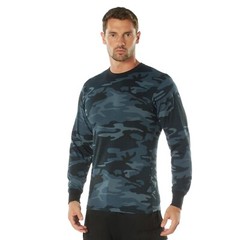 Men’s Midnight Blue Camo Long Sleeve T-Shirt – Rothco Camo Poly/Cotton Tee 3637