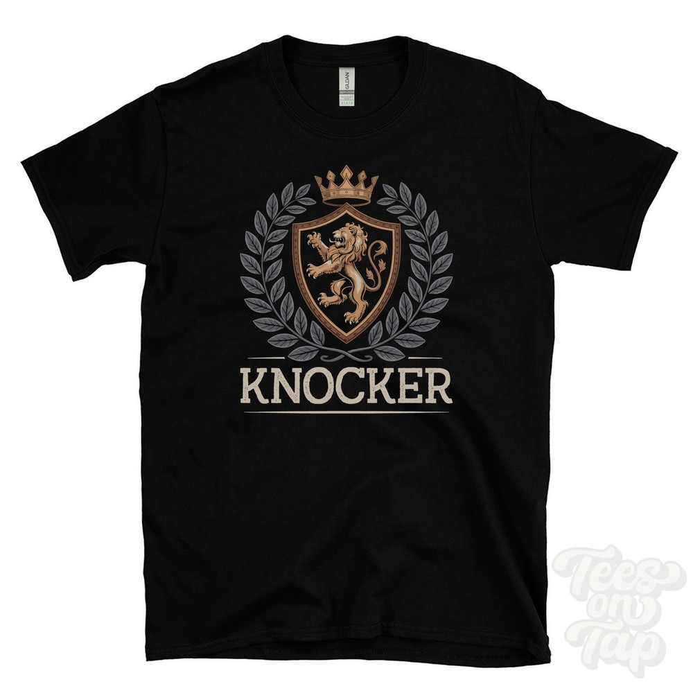 KNOCKER FANTASY COAT OF ARMS T-SHIRT novelty parody family name crest