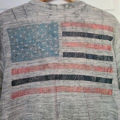 Affliction Freedom Defender Flag Foil T Shirt Sz XL Grey Red Blue Patriotic