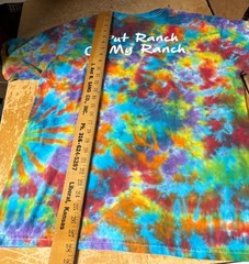 HIDEAWAY PIZZA Tiedye T SHIRT L Large Colorful Rainbow Peace Love Ranch Cotton