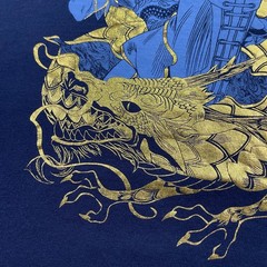 Street-Figher Chun-Li Foil Dragon Shirt Large 22×28 Blue Capcom X UDON