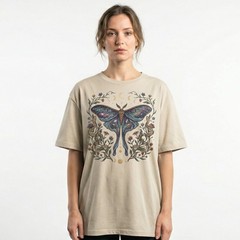 Luna Moth Galaxy Roses T-Shirt Witchy Gothic Celestial Boho Night Sky Gift Tee