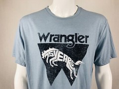 Wrangler Brand Logo 75 Years Blue Graphic T-Shirt Mens Size XL New without Tags