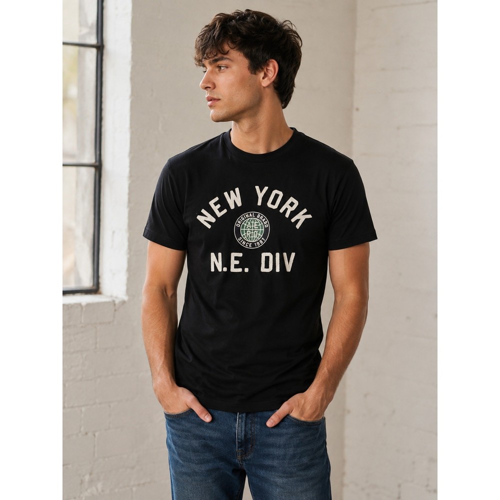Aeropostale New York Graphic T-Shirt Black Short Sleeve Crew Neck Men’s XS