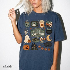 Vintage Halloween Shirt Tis The Season Cute Ghost Retro Fall Unisex Graphic Tee