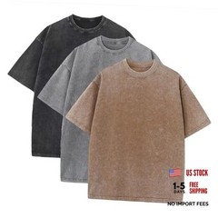 3 Pcs Men’s Oversized Heavy Cotton Summer T-Shirts Large Black + Gray + Coffee