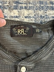 RRL Ralph Lauren Men’s Gray Waffle Knit Henley T Shirt Sz XL Thermal 100% Cotton