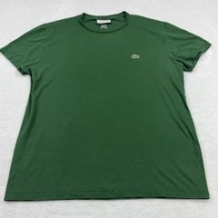 Lacoste Regular Fit T-Shirt Men L Green Pima Cotton Crew Neck Logo Lightweight