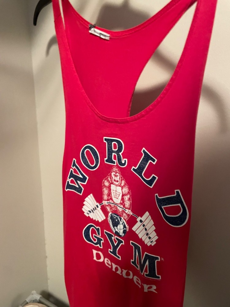 Vintage World Gym Stringer Shirt Men XL Tank Top Bodybuilding Weight Training
