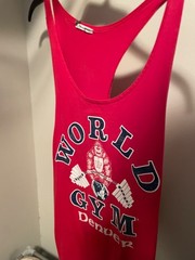 Vintage World Gym Stringer Shirt Men XL Tank Top Bodybuilding Weight Training