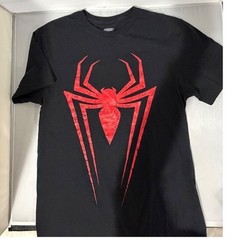 Marvel Spider-Man Graphic T-Shirt Mens Small Black Red Spider Logo Mad Engine