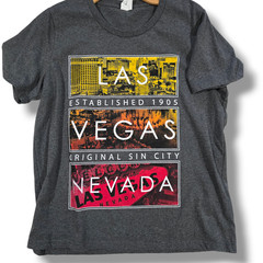 Oakbay Fits Las Vegas Nevada Graphic T-Shirt Charcoal Gray Men’s Medium