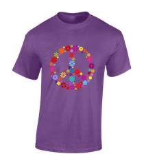 FLOWERS PEACE SIGN MENS T SHIRT RETRO SUMMER OF LOVE 80’S 90’S CLASSIC PRIDE
