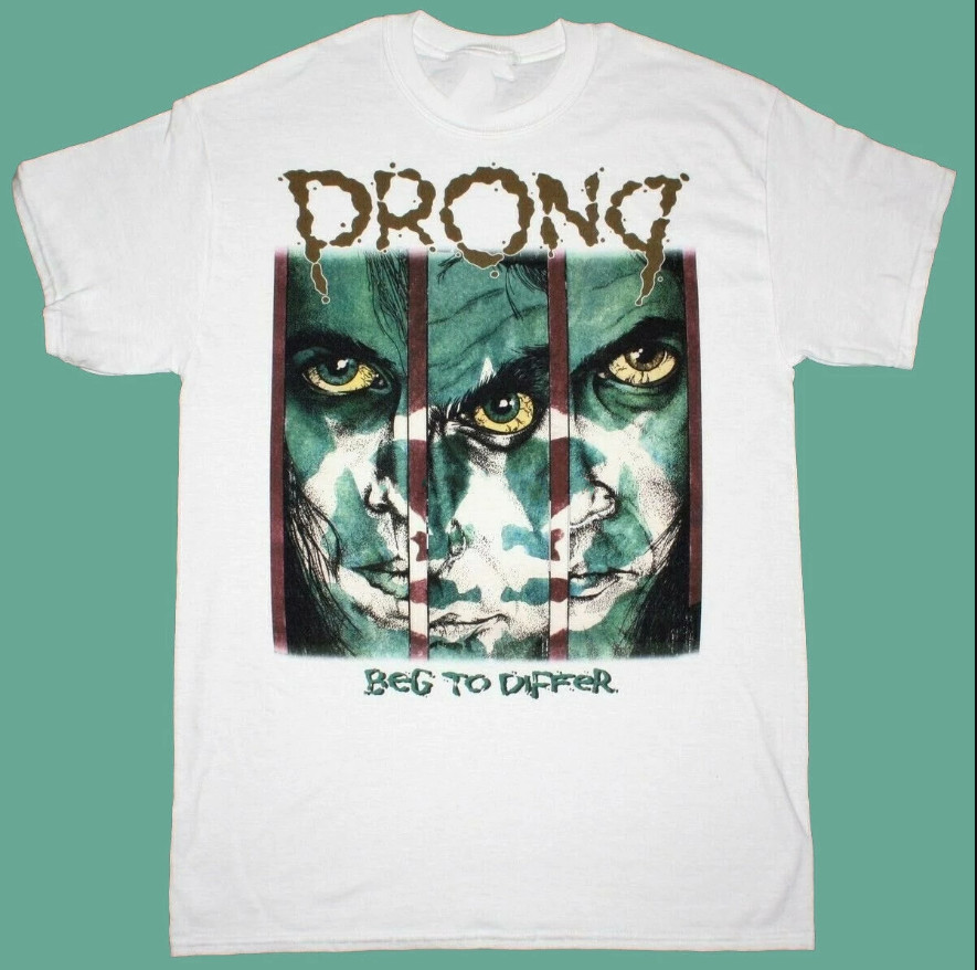 Vintage Beg To Difer Prong Band Shirt Cotton White Men Unisex S-234XL LI505