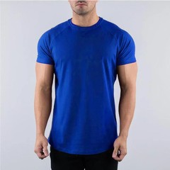 Plain Summer Cotton Breathable Short Sleeve Shirts Gym Sport Workout Muscle Runn