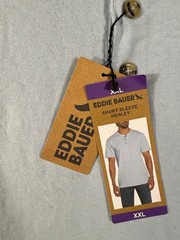 Eddie Bauer Henley T-Shirt Mens 2XL Light Blue Short Sleeve Quarter Button NWT