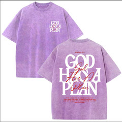 God Has A Plan Vintage Christian T Shirt Oversized Acid Wash Faith Graphic Tee
