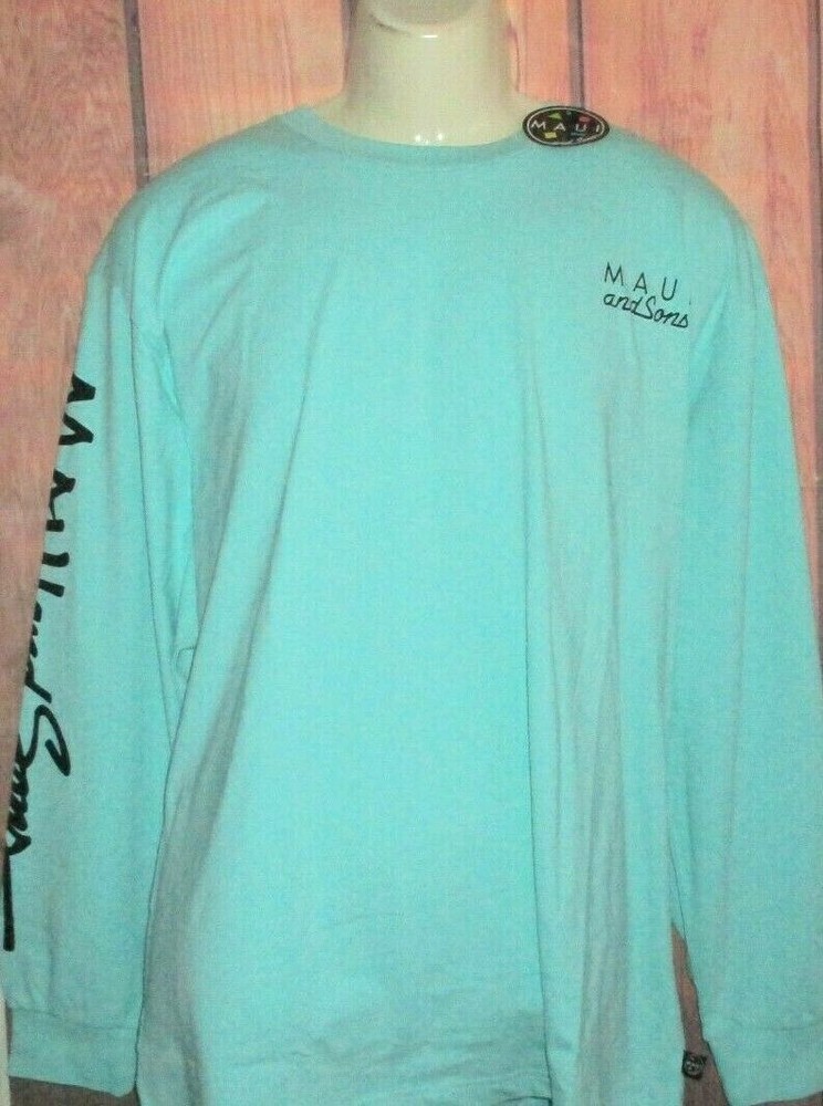 MENS MAUI AND SONS CELADON LONG SLEEVE T-SHIRT SIZE L